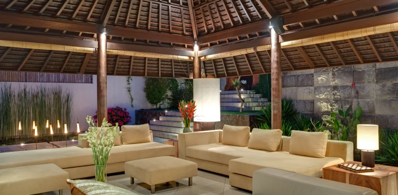 Villa Mata Air, Living Room at Night